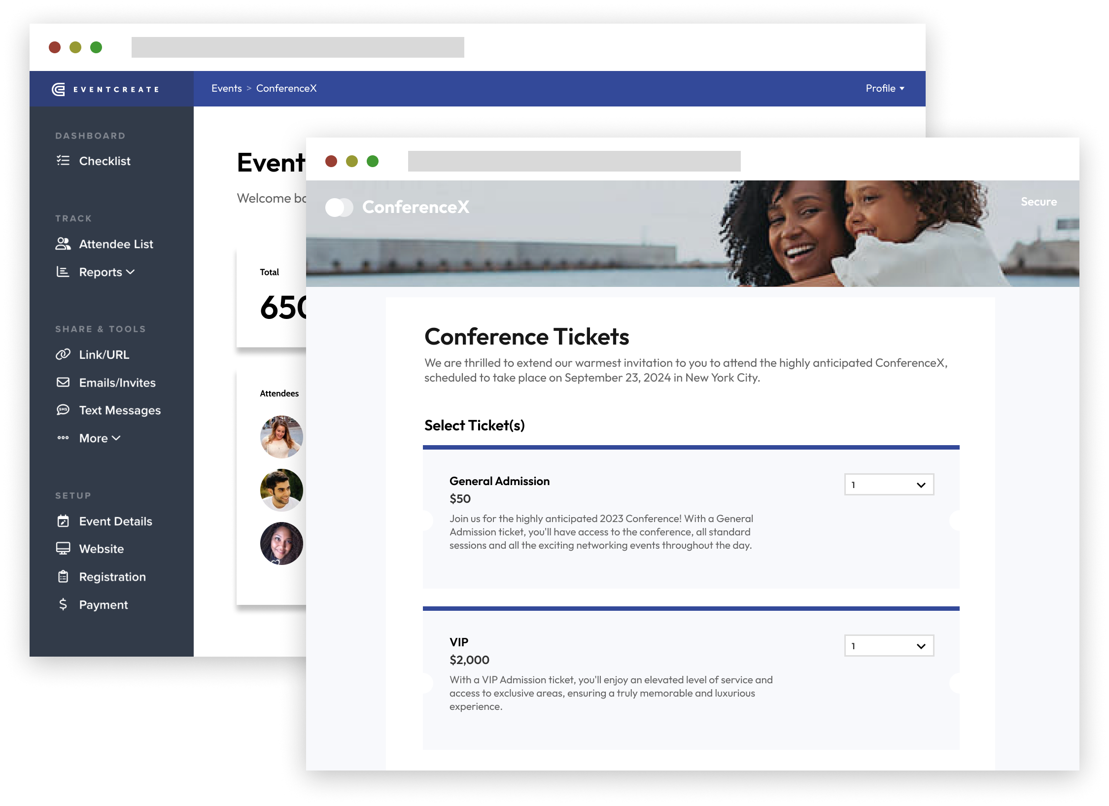 screenshot of EventCreate