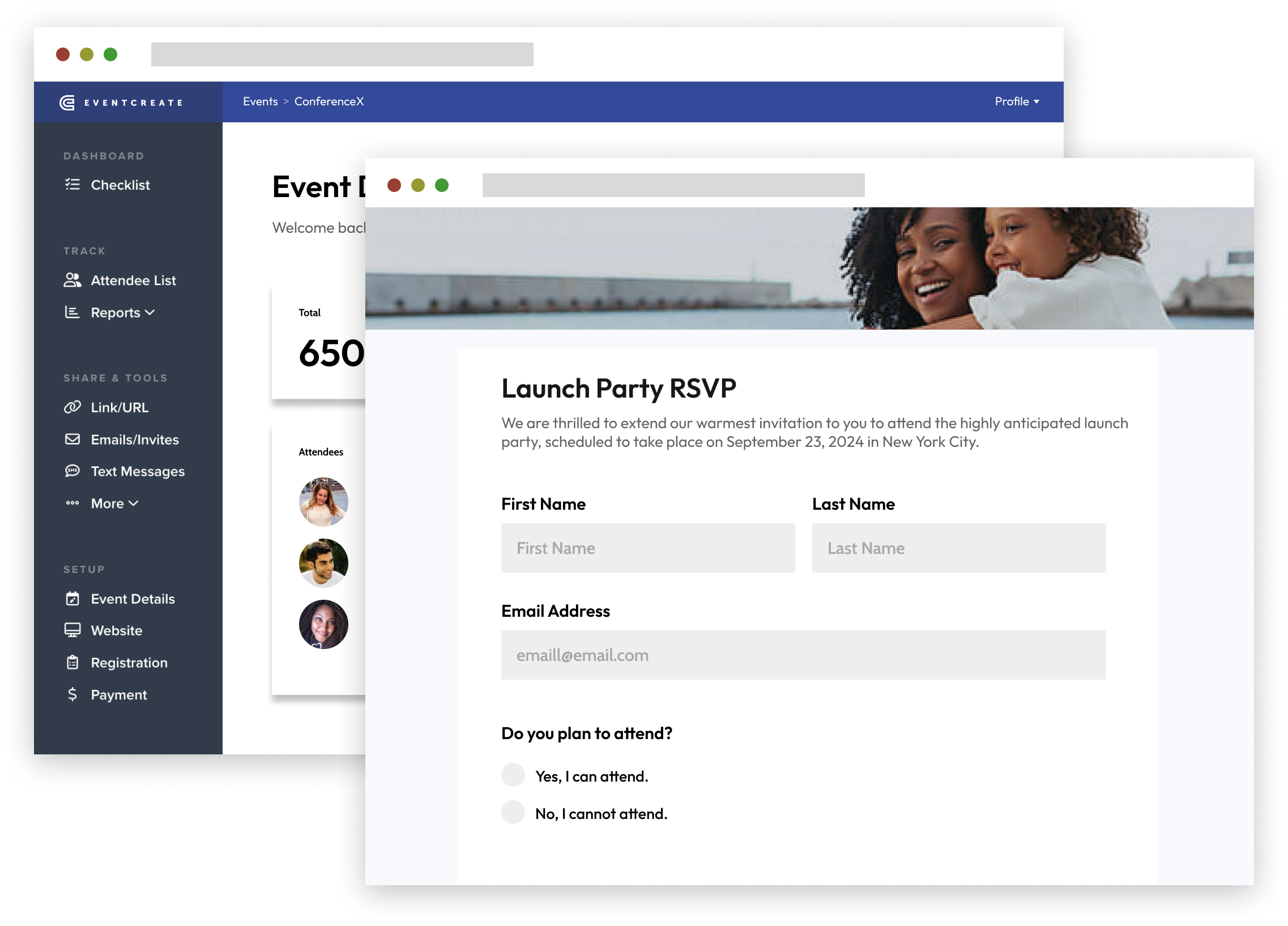 screenshot of EventCreate
