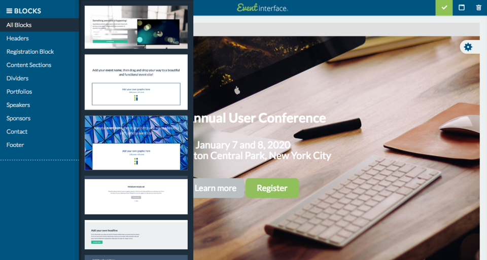 screenshot of EventInterface