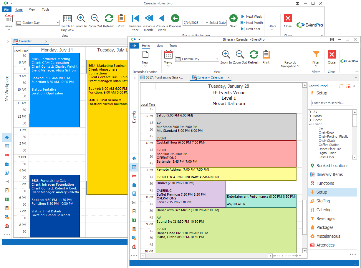 screenshot of EventPro