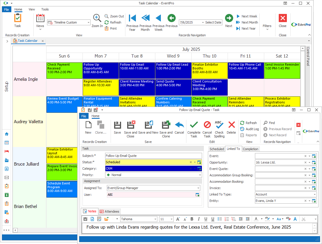 screenshot of EventPro