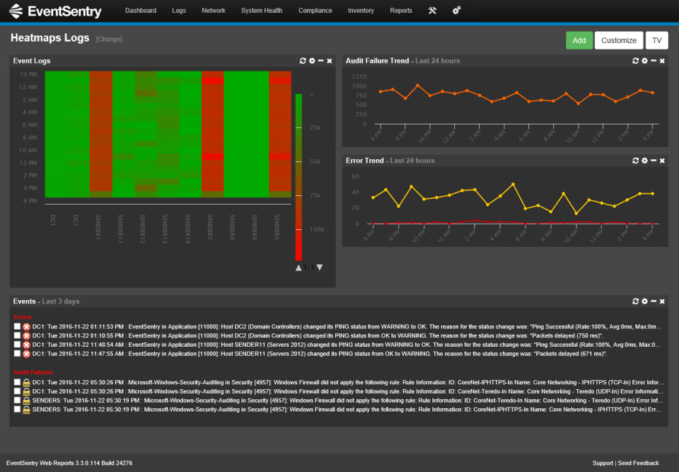 screenshot of EventSentry