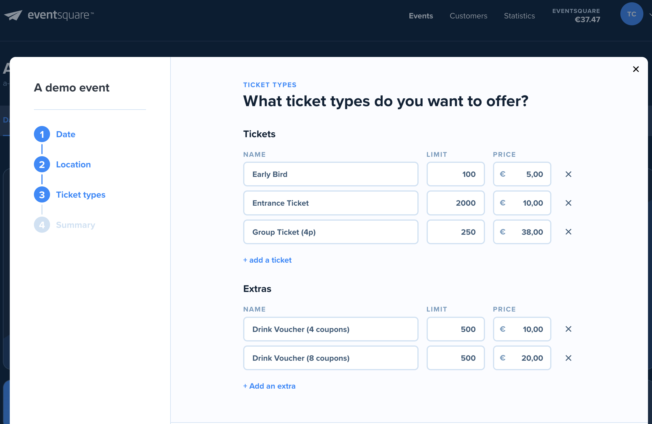 screenshot of EventSquare