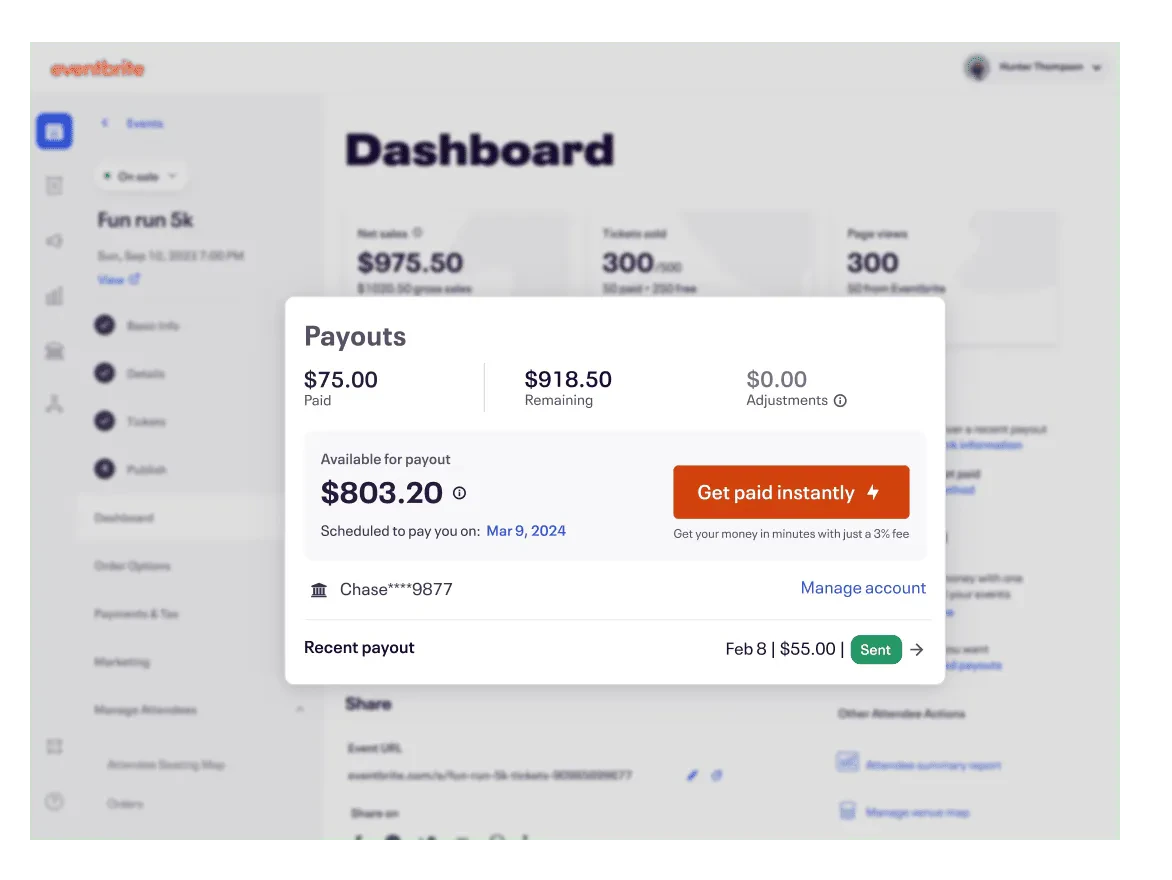 screenshot of Eventbrite