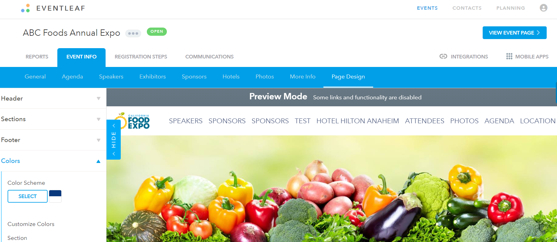 screenshot of Eventleaf