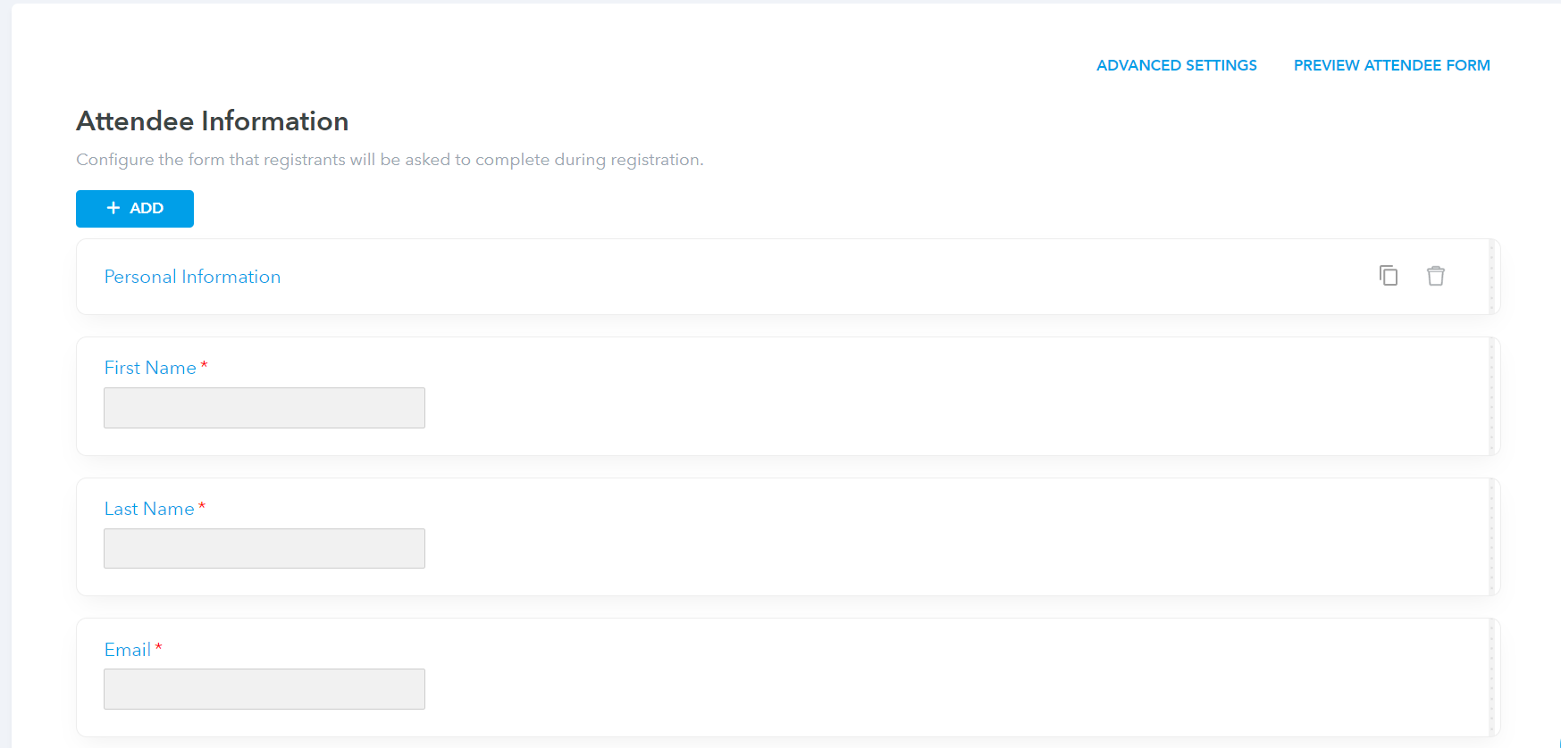 screenshot of Eventleaf