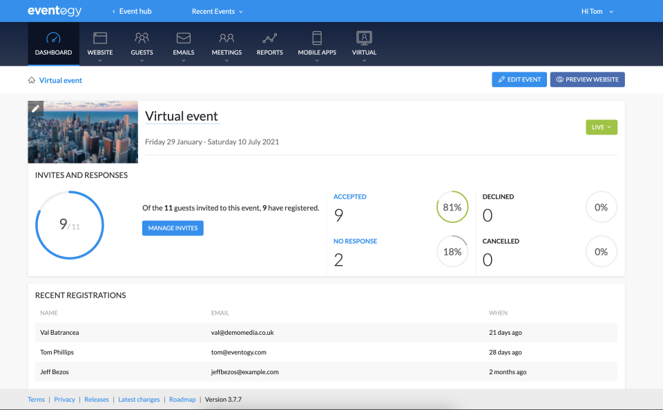 screenshot of Eventogy