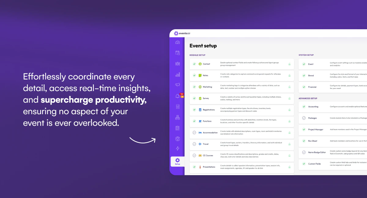 screenshot of EventsAIR