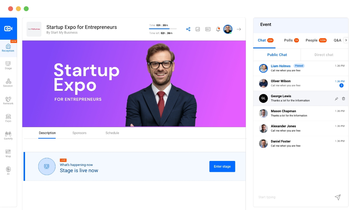 screenshot of EventsX