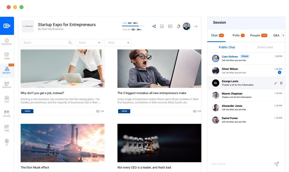 screenshot of EventsX