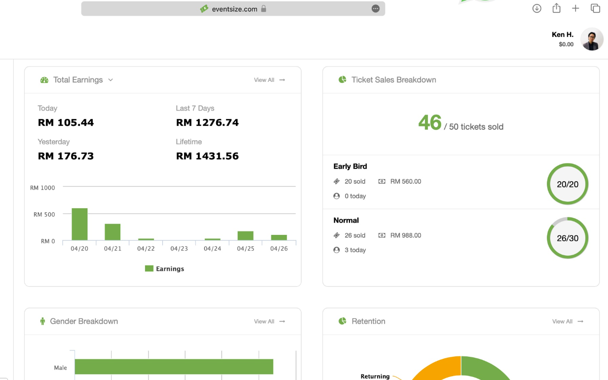 screenshot of Eventsize