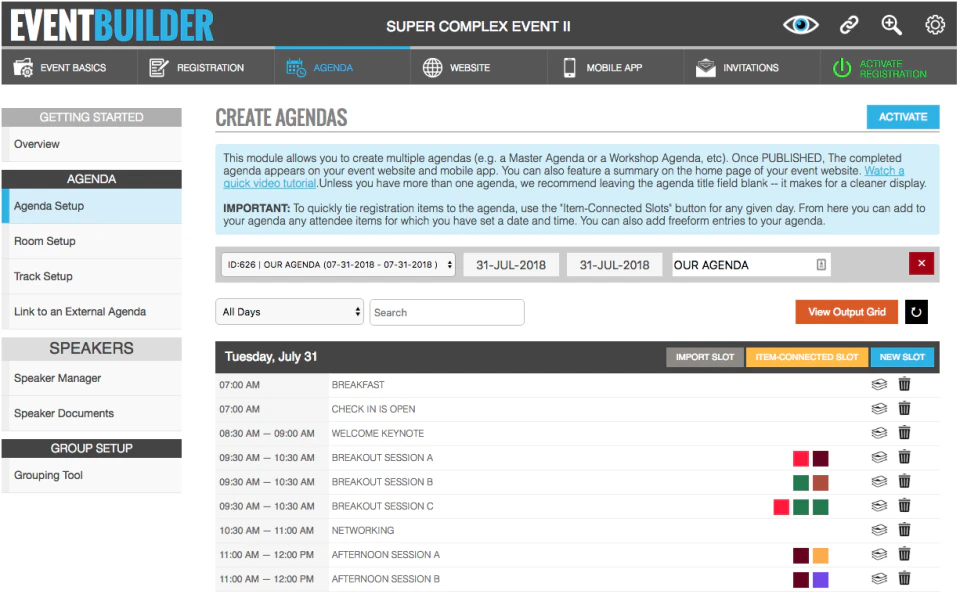 screenshot of Eventsquid