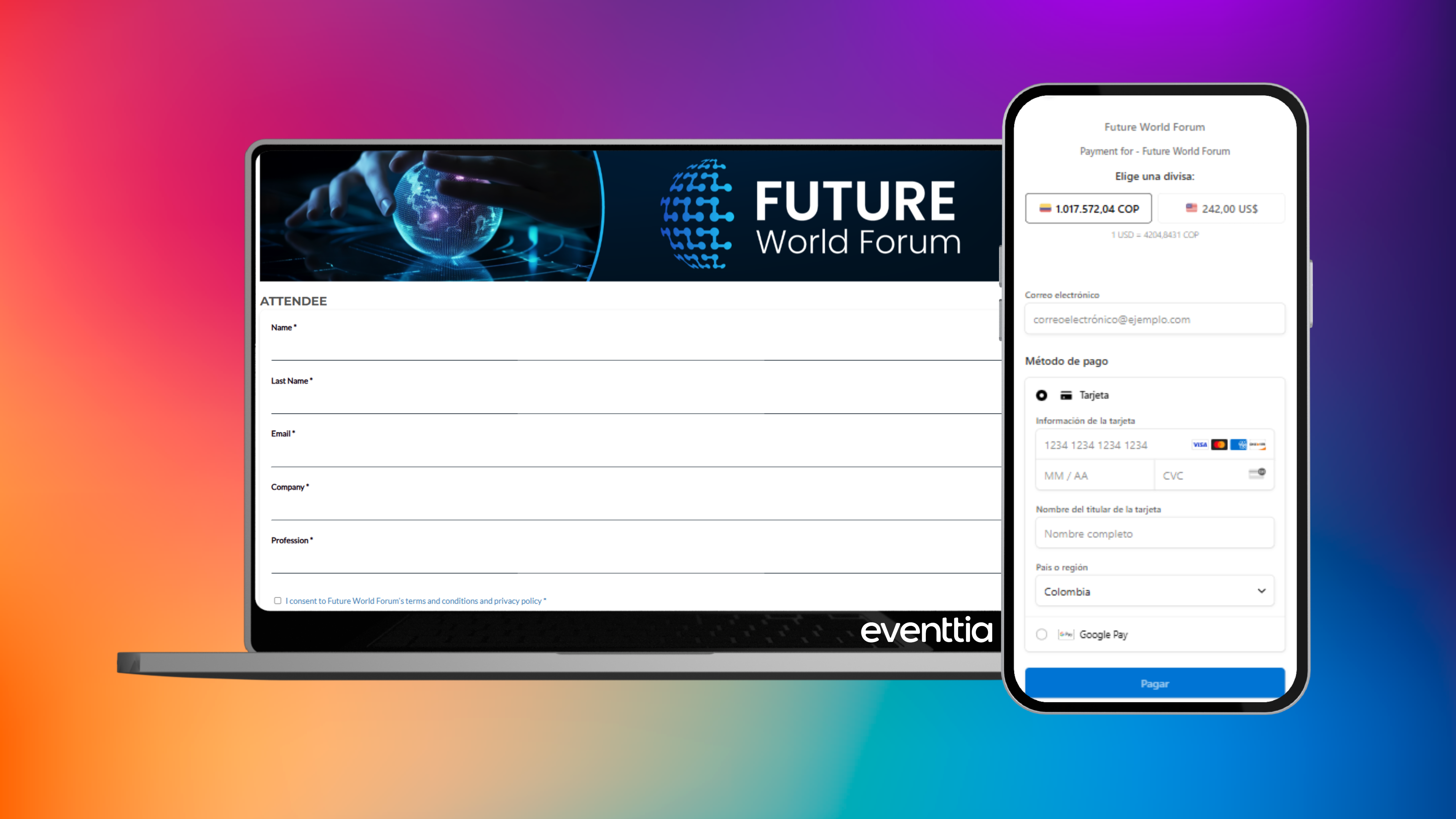 screenshot of Eventtia