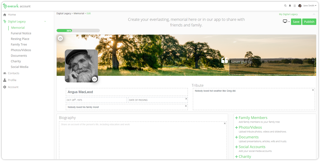screenshot of EverArk