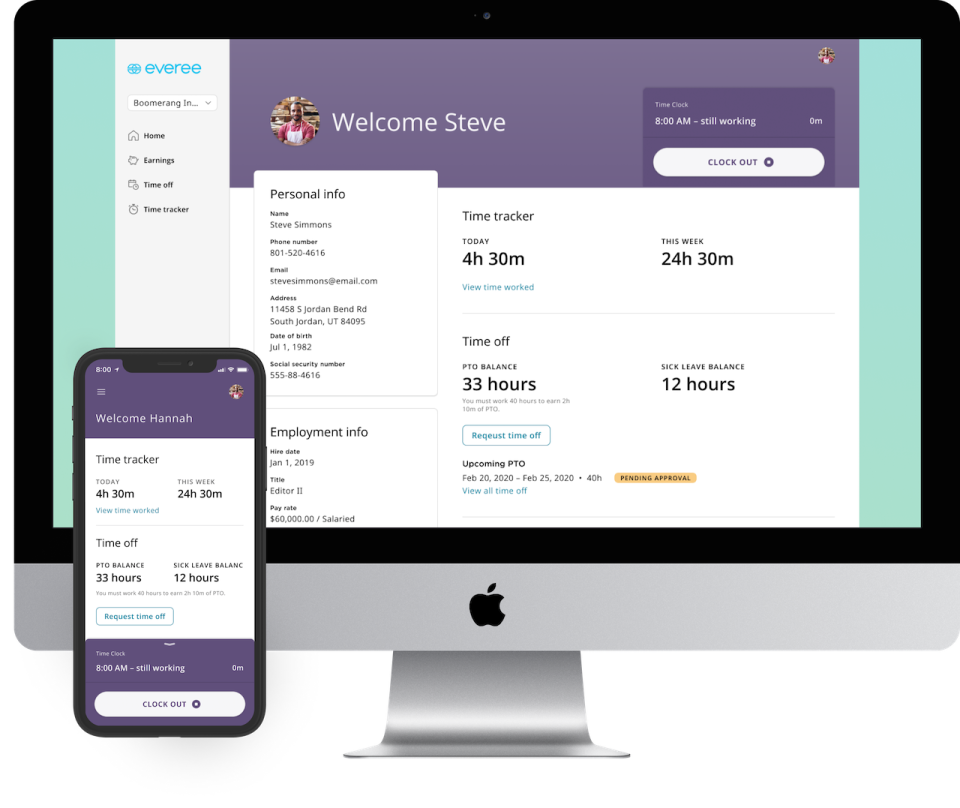 screenshot of Everee