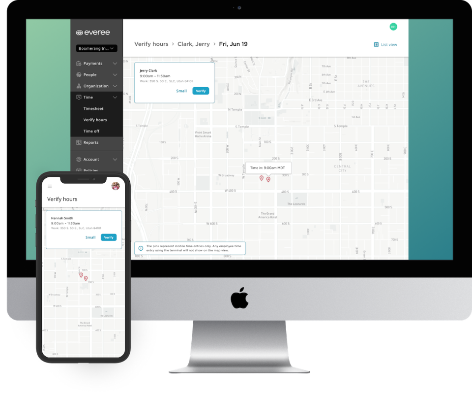 screenshot of Everee