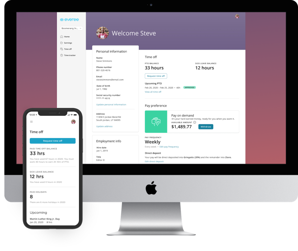 screenshot of Everee