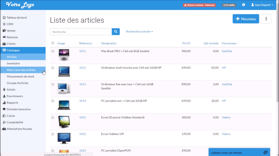 screenshot of Evoliz