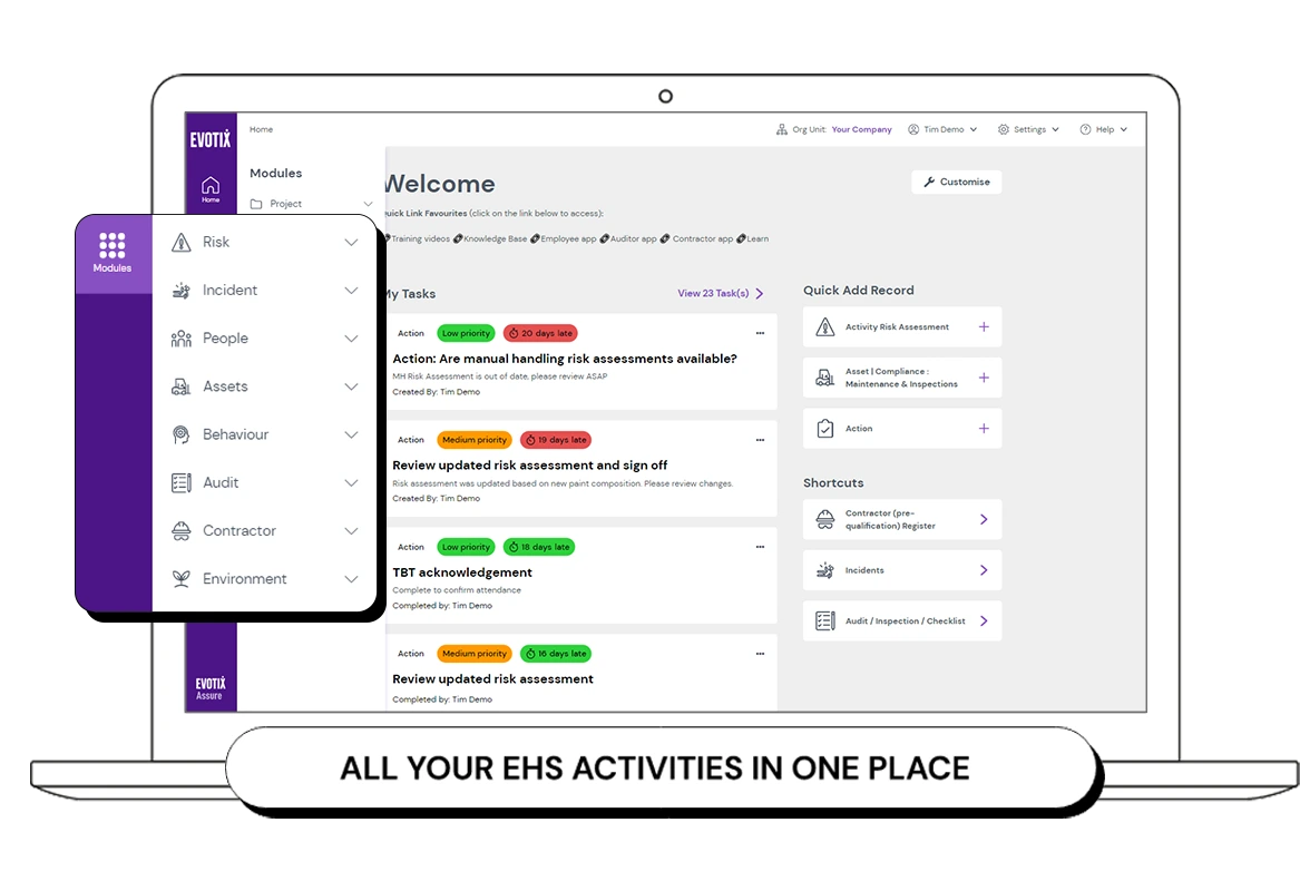 screenshot of Evotix