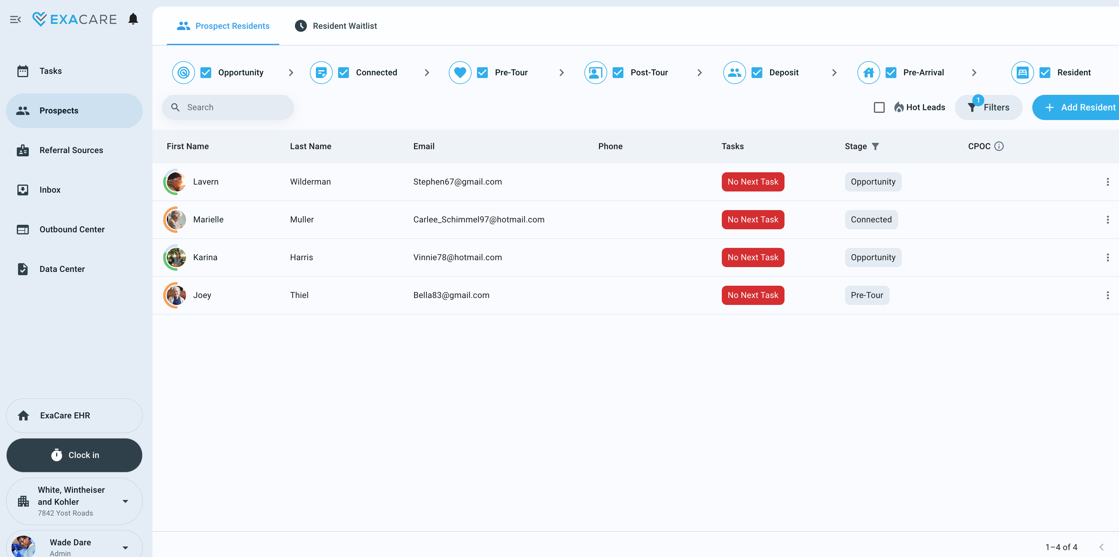 screenshot of ExaCare