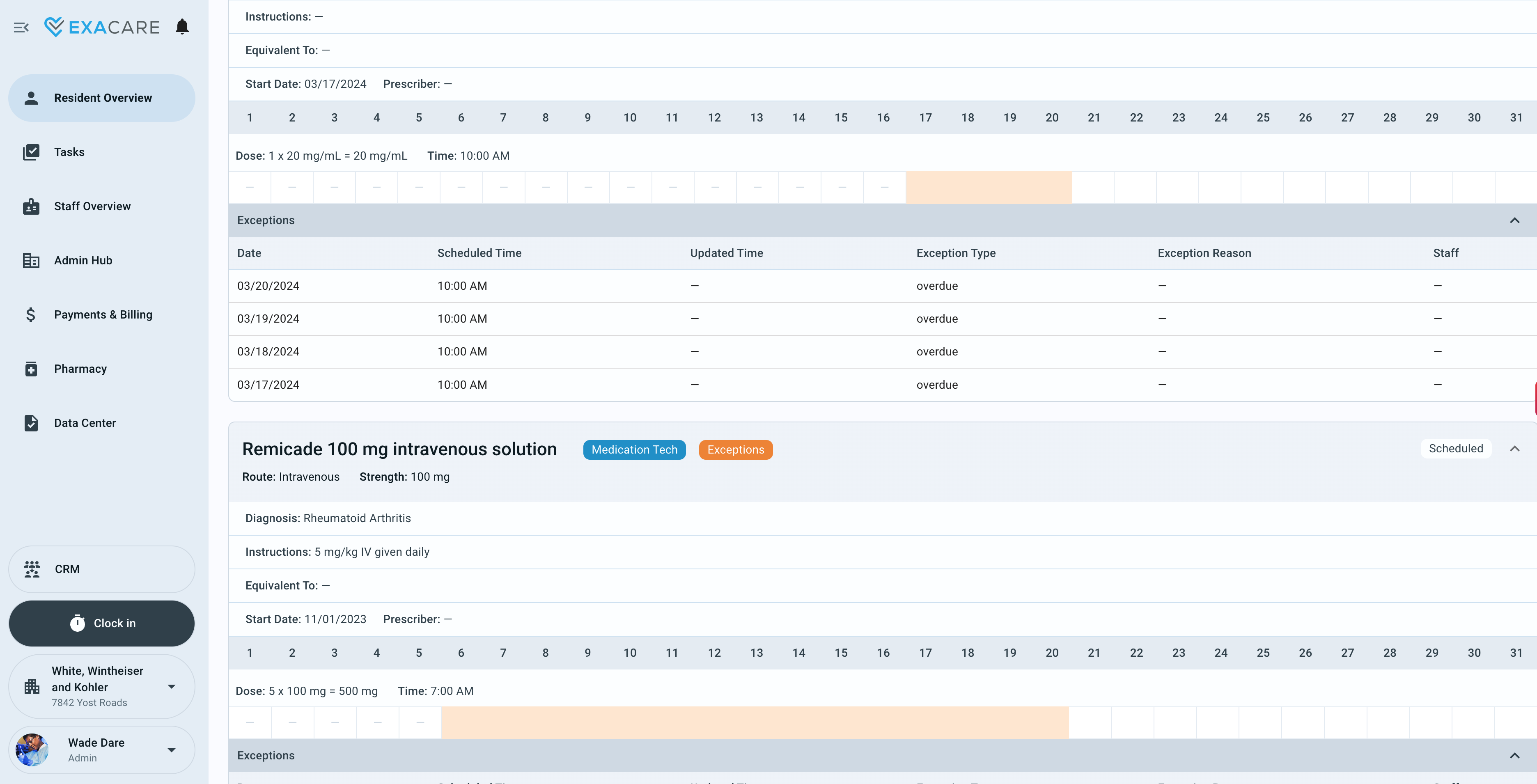 screenshot of ExaCare