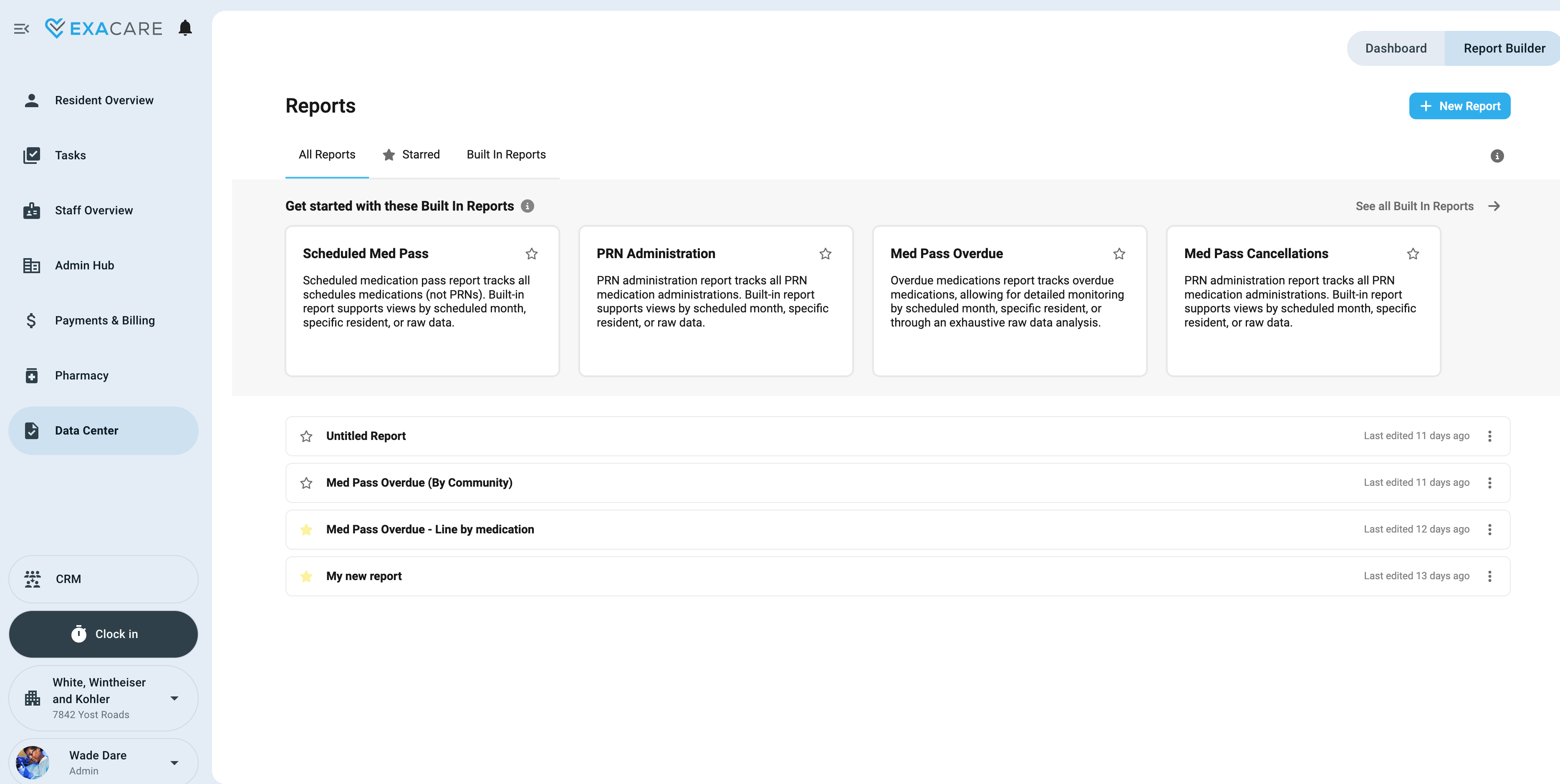 screenshot of ExaCare
