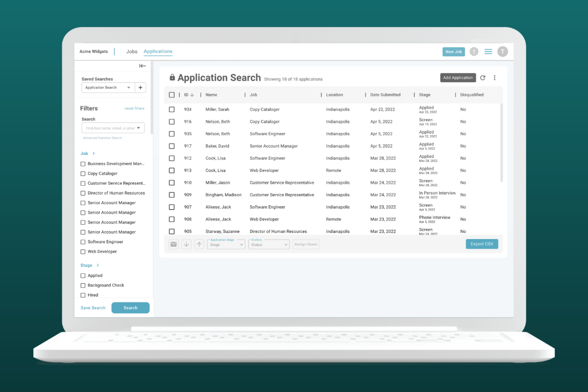 screenshot of ExactHire