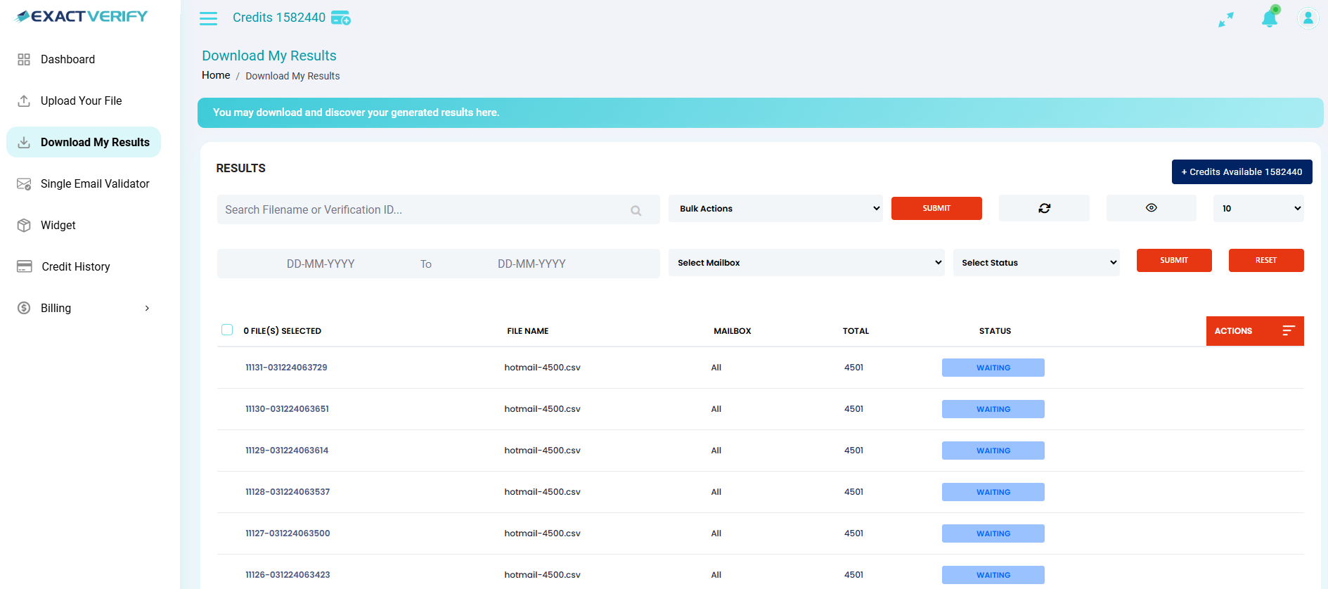 screenshot of ExactVerify
