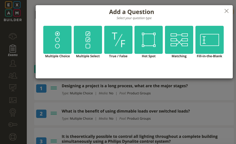 screenshot of ExamBuilder