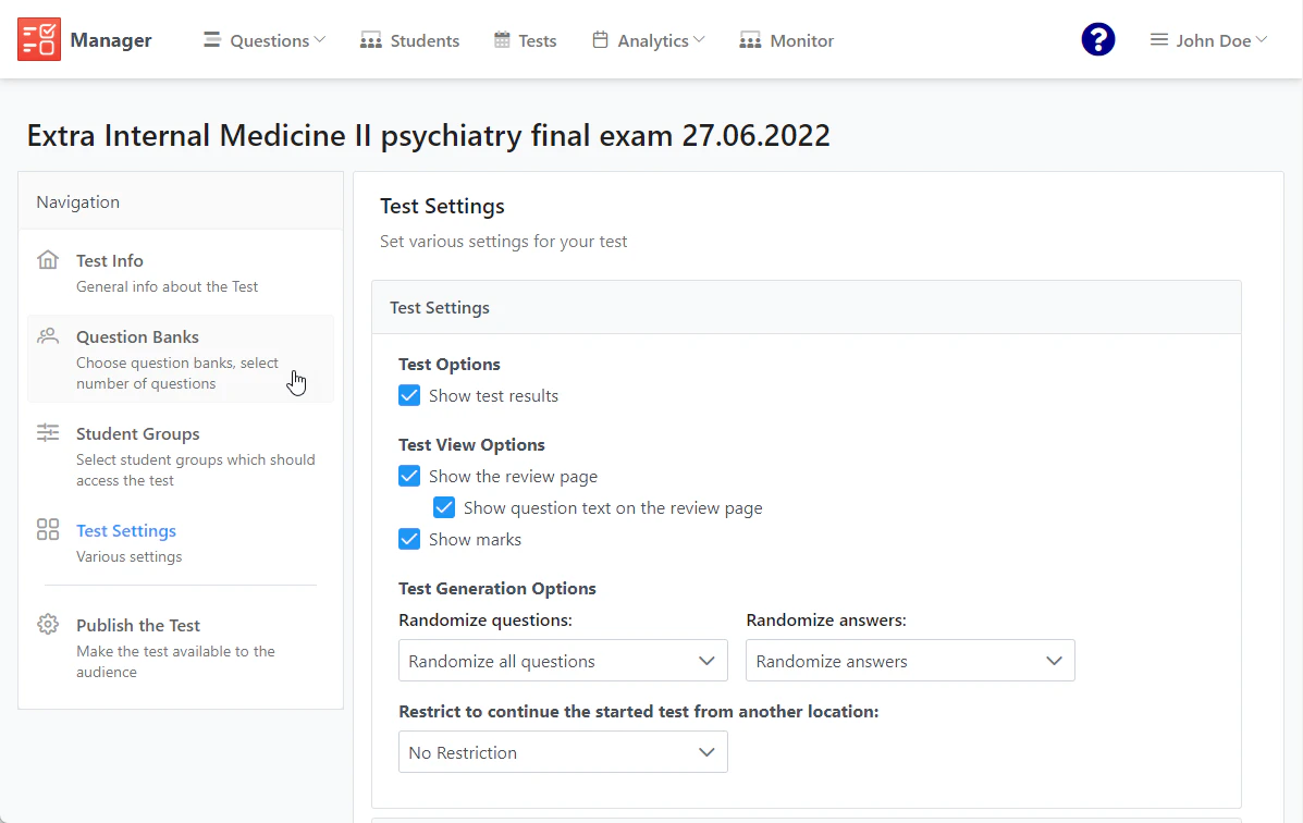 screenshot of ExamJet