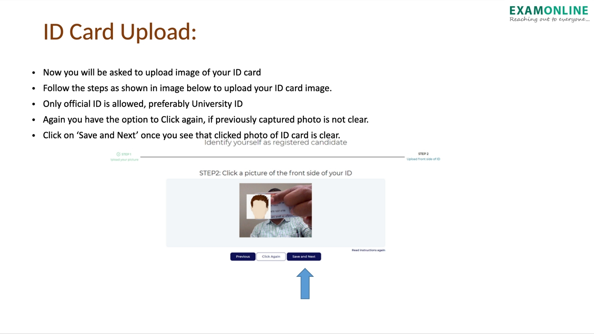 screenshot of ExamOnline