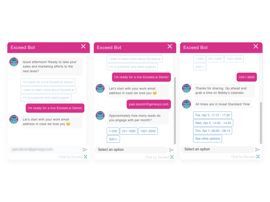 screenshot of Exceed.ai