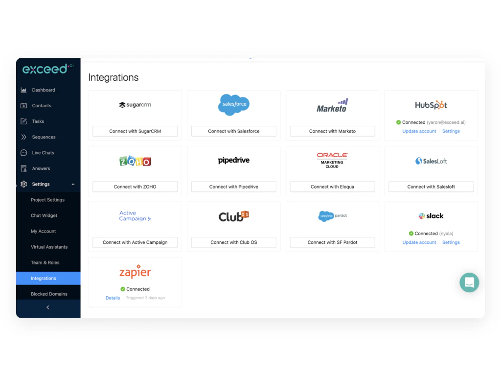 screenshot of Exceed.ai