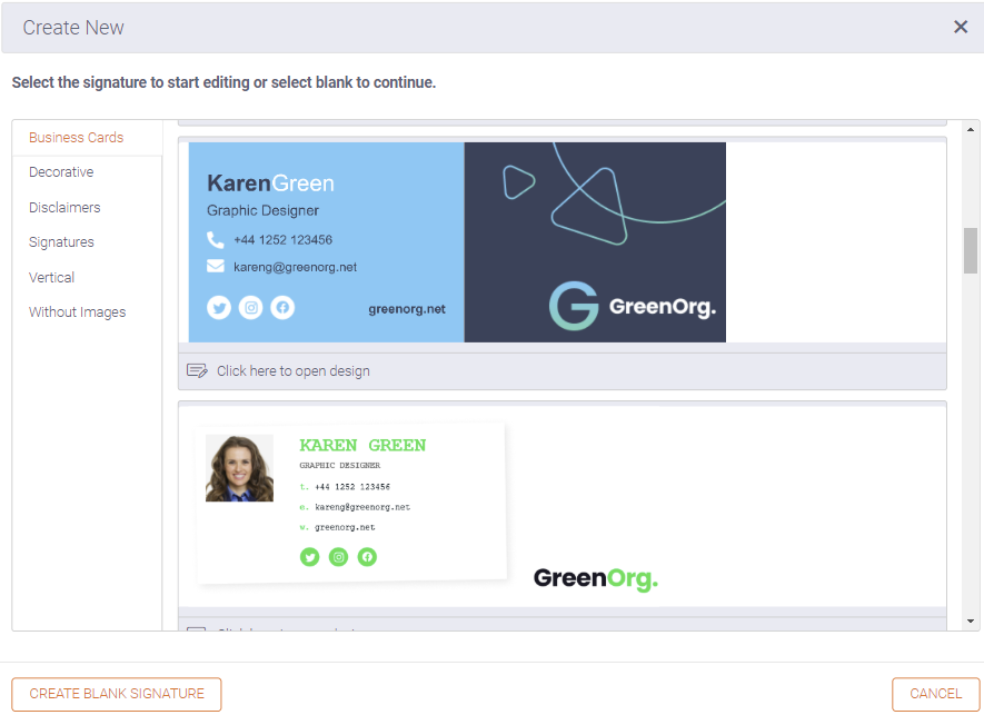 screenshot of Exclaimer