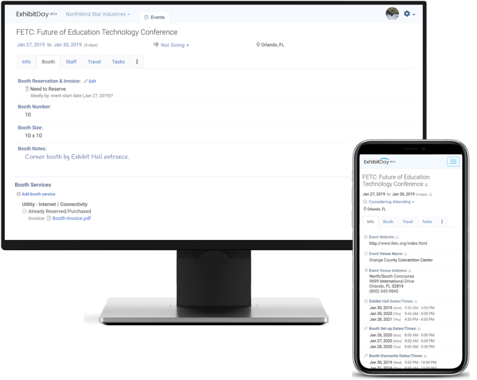 screenshot of ExhibitDay