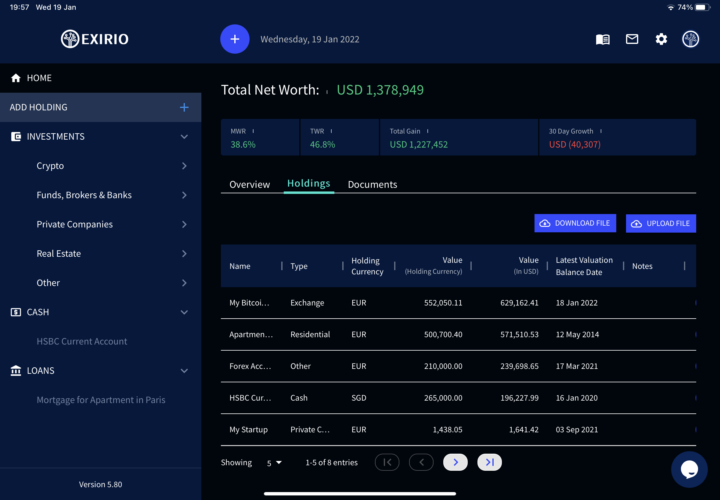 screenshot of Exirio