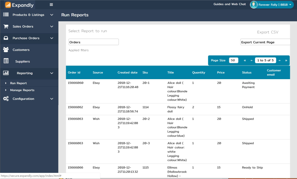 screenshot of Expandly