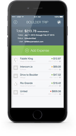 screenshot of ExpenseBot