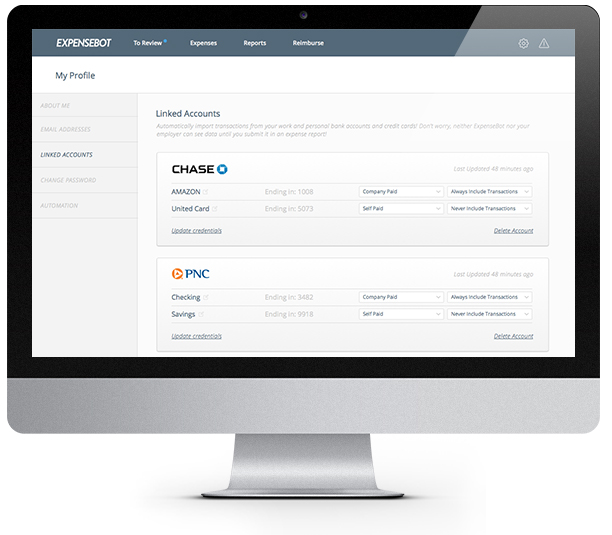 screenshot of ExpenseBot