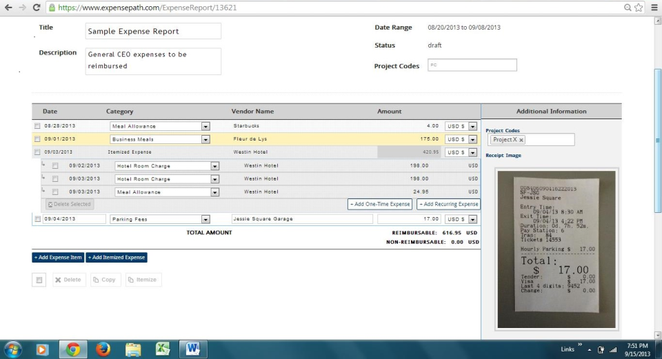 screenshot of ExpensePath
