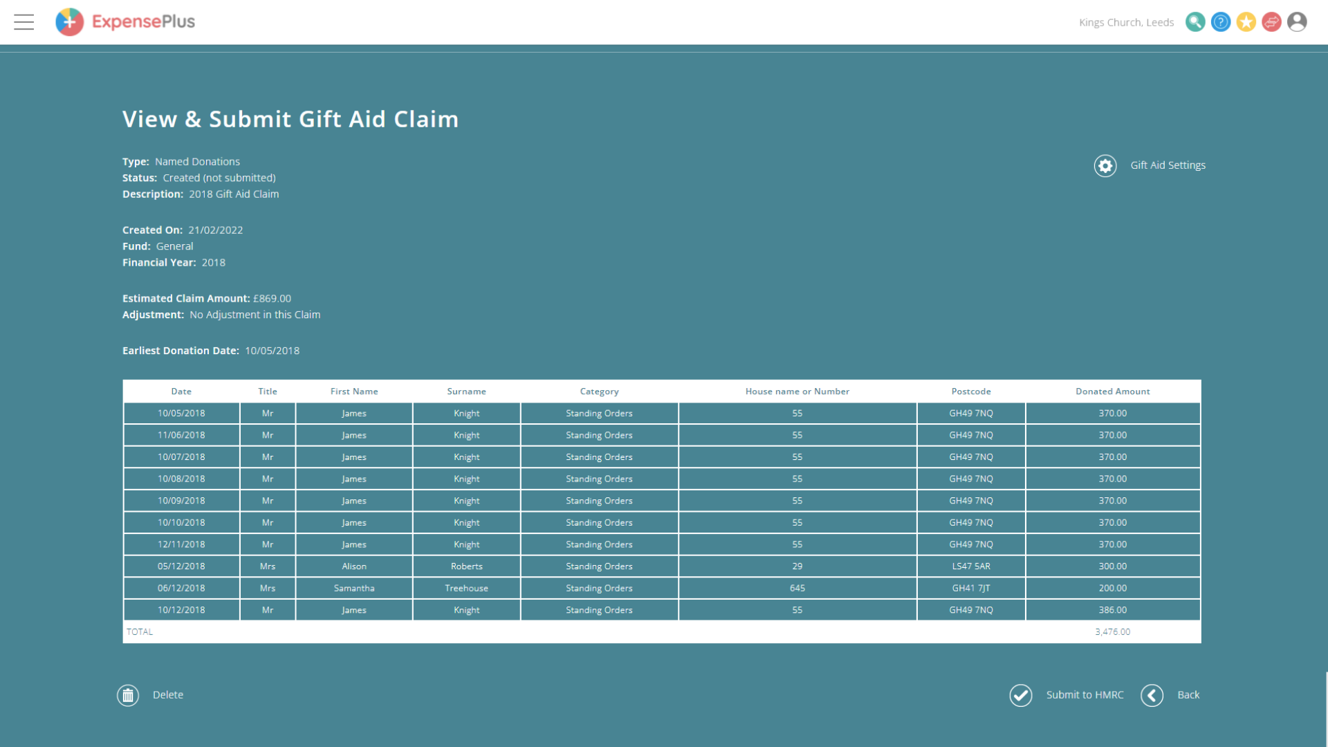 screenshot of ExpensePlus