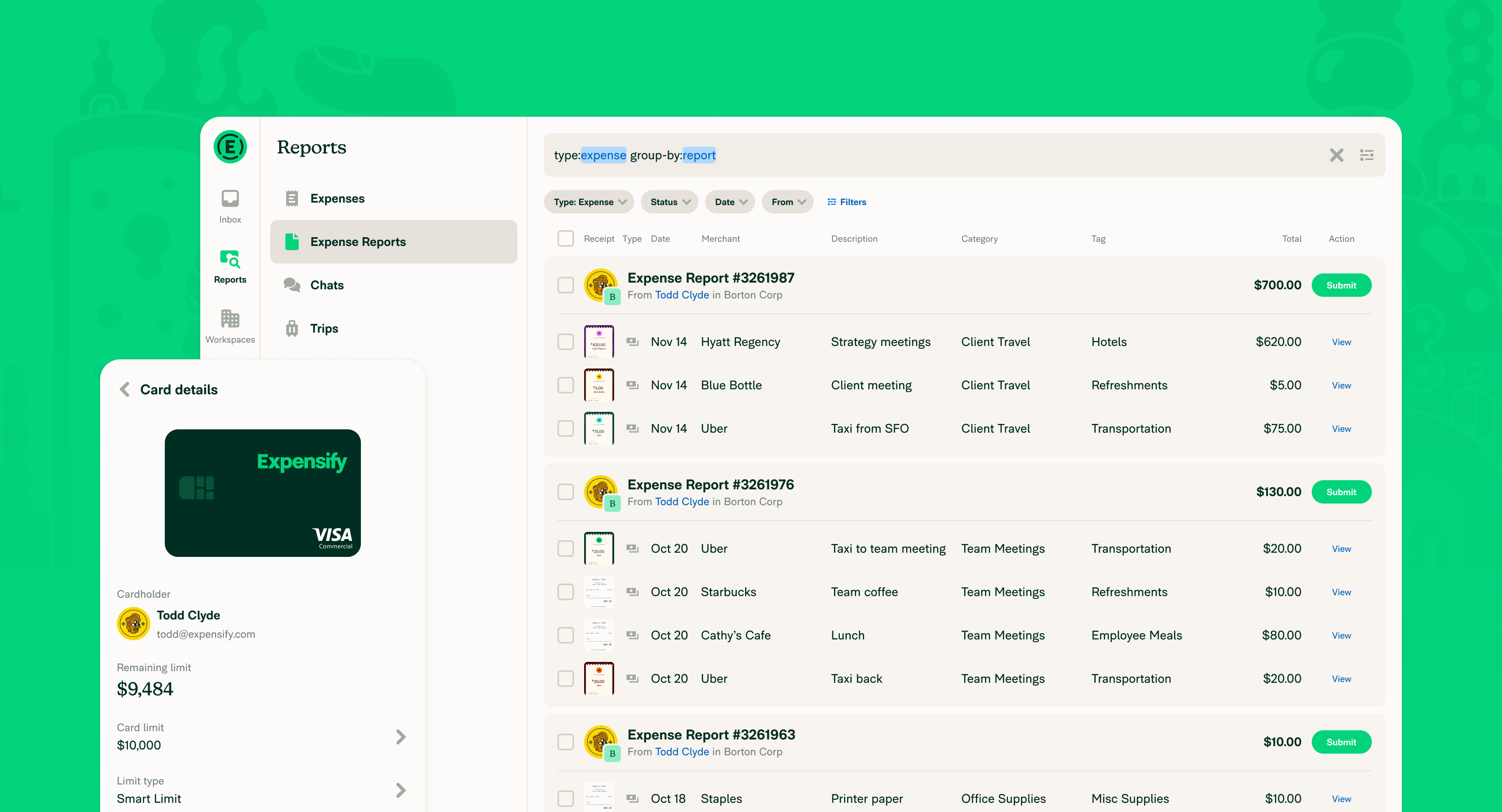 screenshot of Expensify