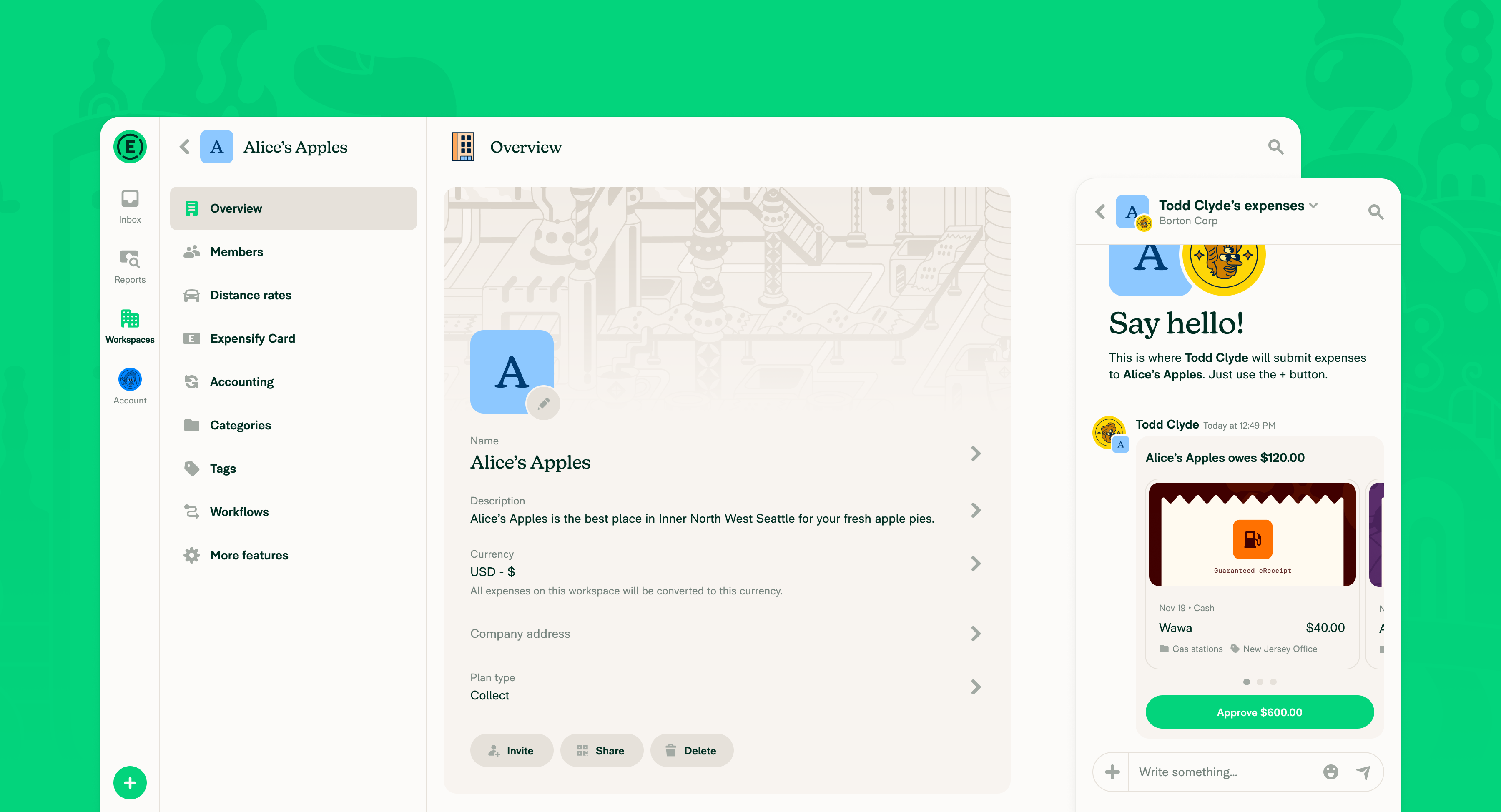 screenshot of Expensify