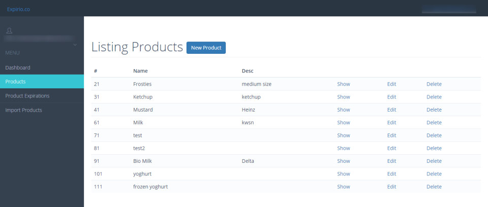 screenshot of Expirio