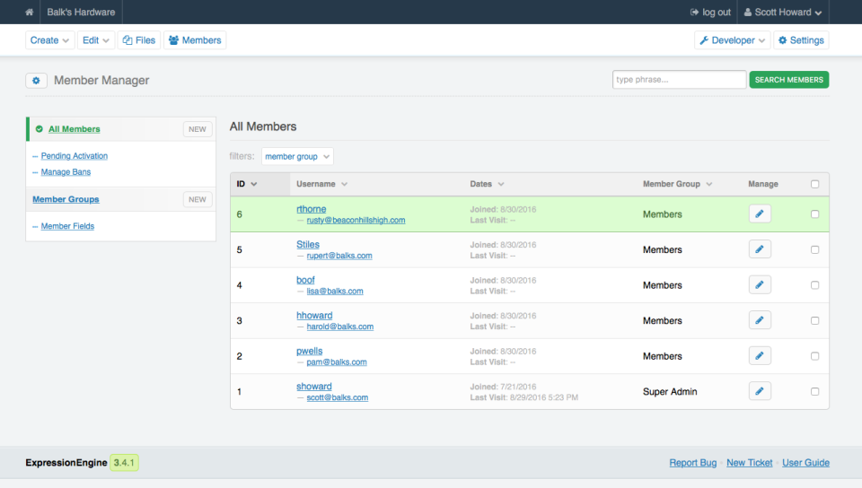 screenshot of ExpressionEngine