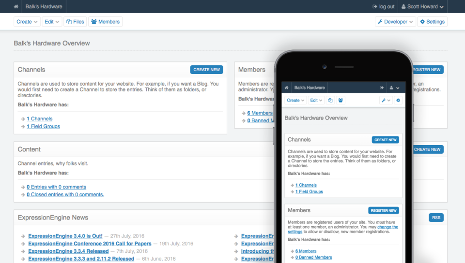screenshot of ExpressionEngine