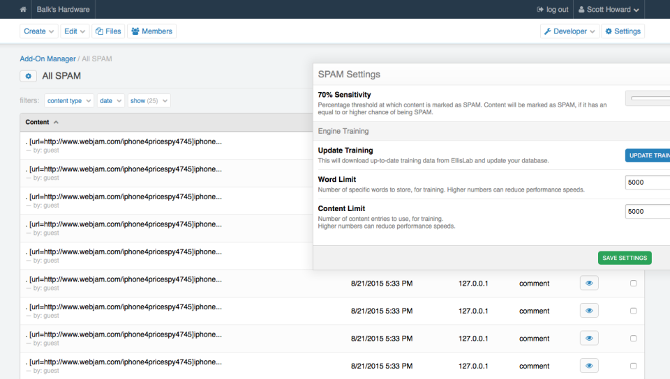 screenshot of ExpressionEngine