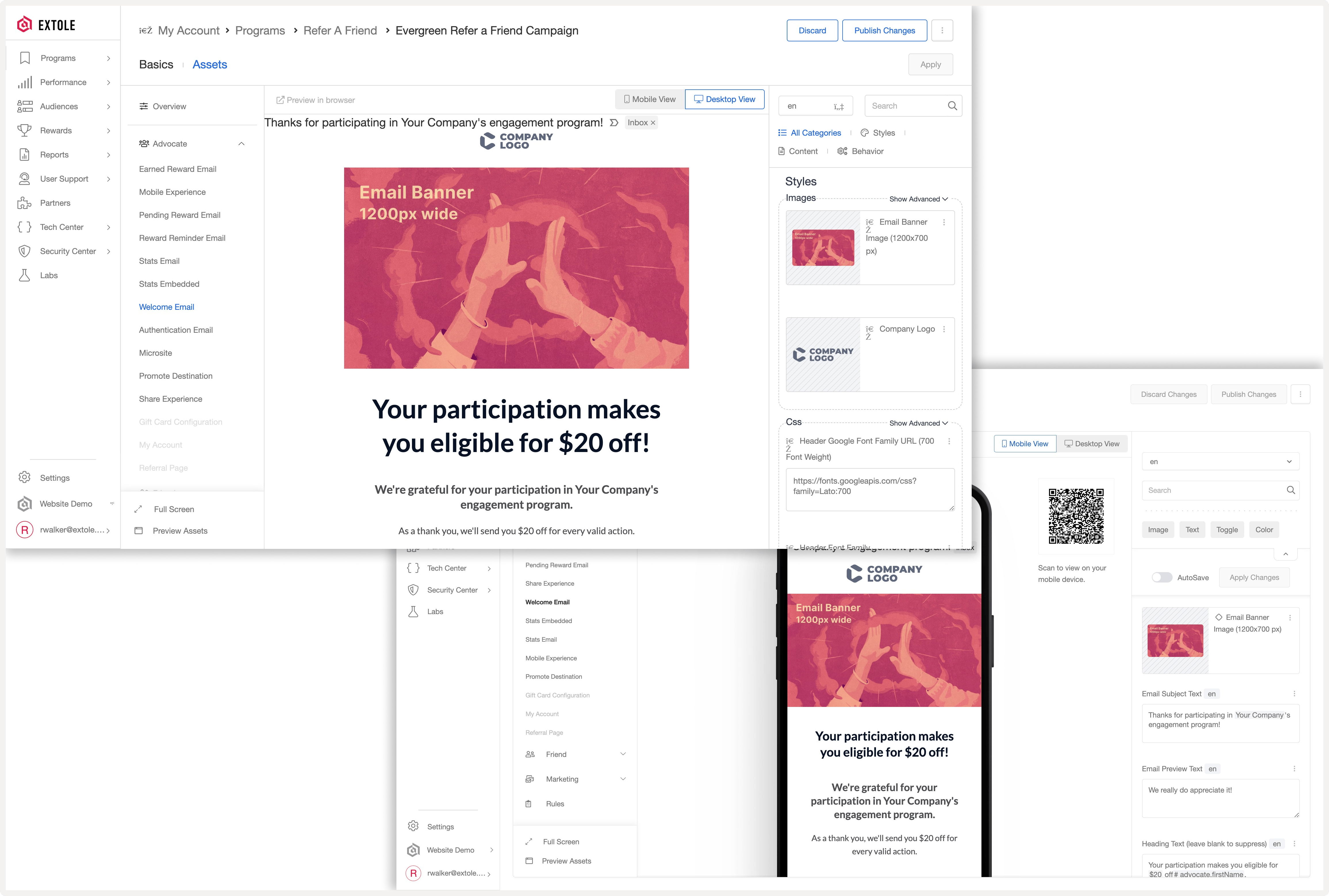 screenshot of Extole