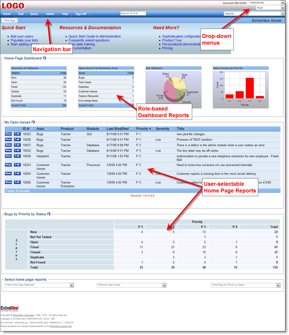 screenshot of ExtraView