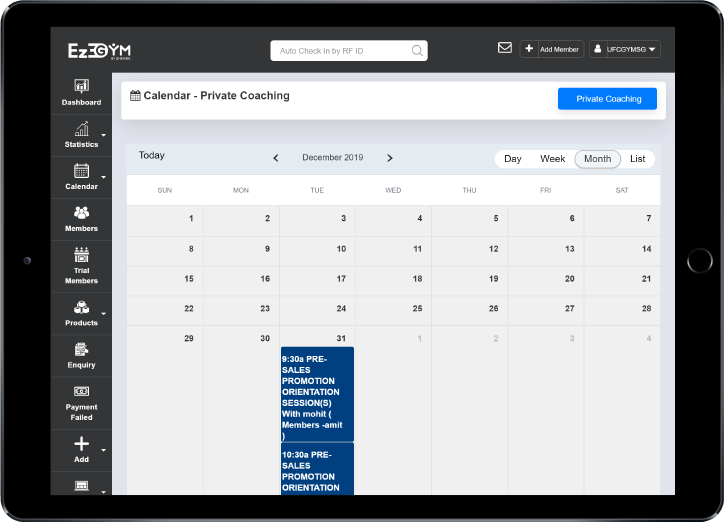 screenshot of EzeGym